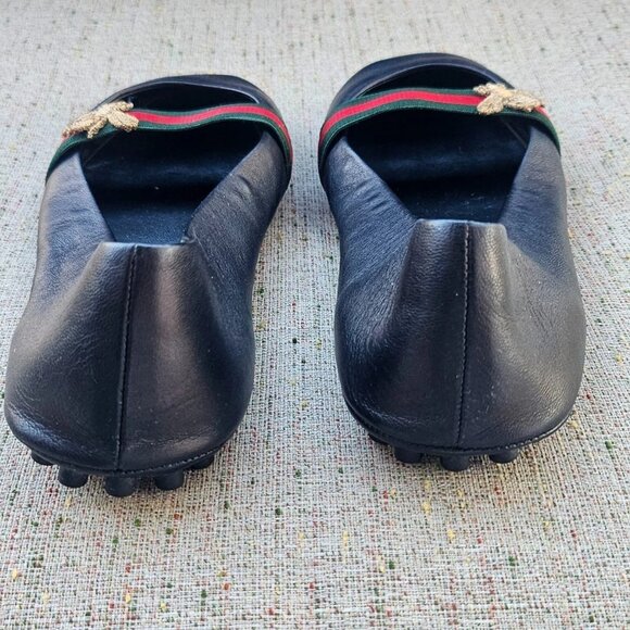 Gucci Women Sandal Ballet Black Shoe Black Leather Upper Made Italy Size 38.5 - Picture 7 of 13